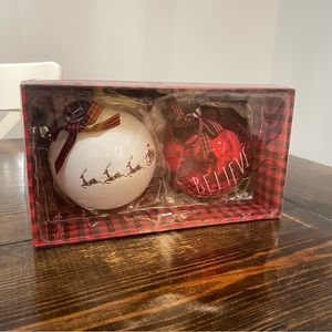 Rae Dunn Christmas Glass Ornaments